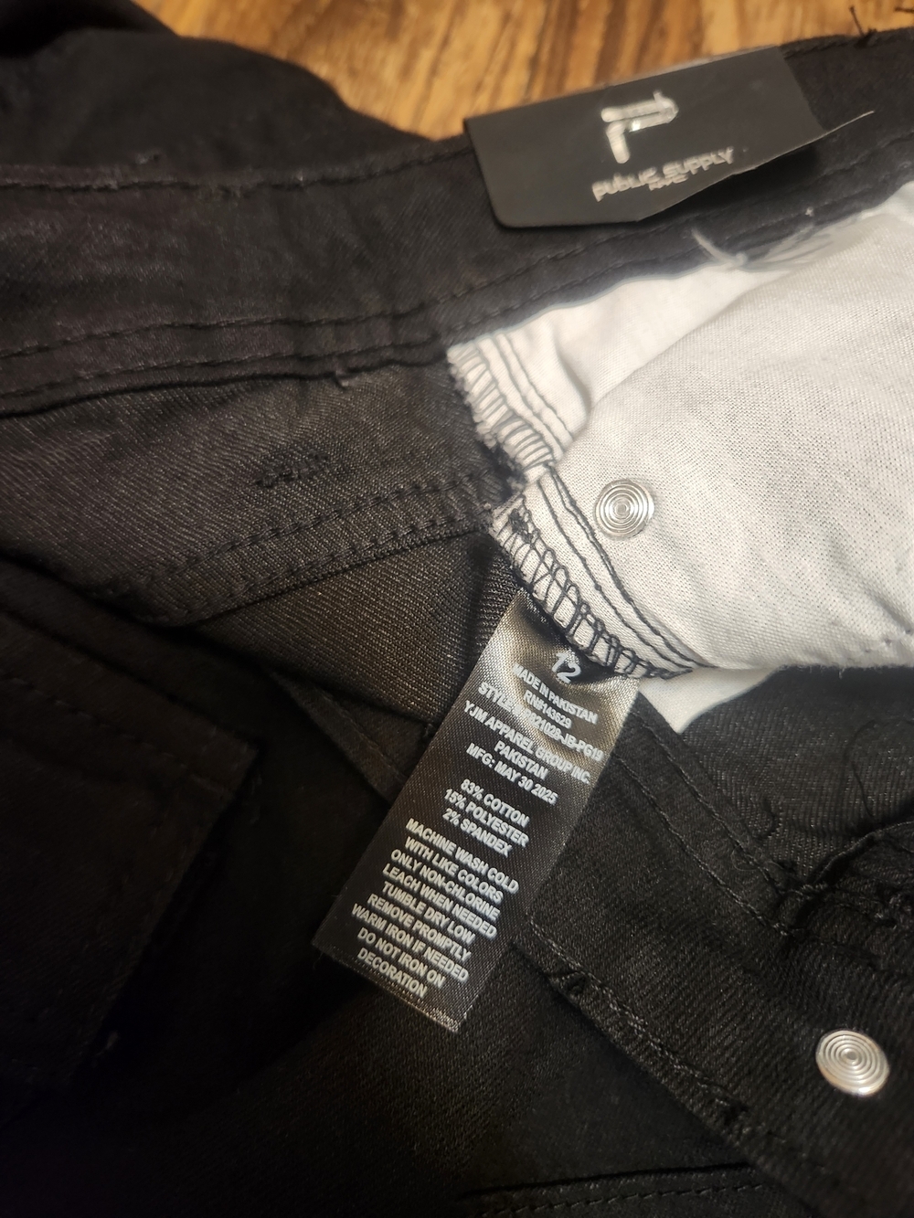 Public Supply NYC Black Straight-Leg Cargo Slim Fit Jeans Sz 12 - Picture 7 of 8